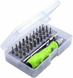JUEGO DE MINI PUNTAS MAGNETICAS DE DESTORNILLADOR 32 EN 1, CON VARILLA DE EXTENSION FLEXIBLE DEST-110