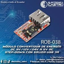 MODULO STEP-DOWN INPUT 9V 12V -25V OUTPUT 5VDC SALIDA USB 3A ROB-038