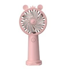 MINI VENTILADOR PORTATIL RECARGABLE INCLUYE BASE Y CABLE DC 3 VELOCIDADES ROSADO FY-FH02PK